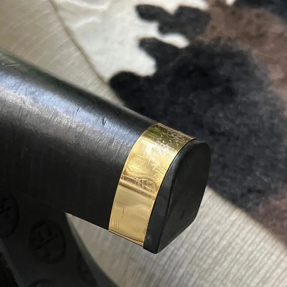 Tory Burch Black Heels with Gold Emblem - Picture 7 of 7